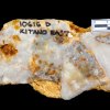 Plate 3: SAMJ10616.  21.9 g/t Gold, 7.6 g/t Silver, 35 g/t Antimony. Quartz vein breccia mine dump sample from east Kitano-o. Fine-grained sulphide assemblage around the breccia clasts has been completely oxidised by surficial weathering. 